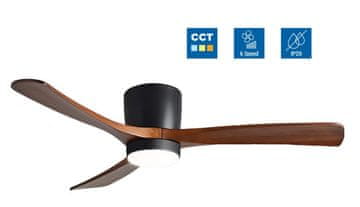 Optonica LED stropni ventilator 18W 3CCT 1440lm IP20 črna+les