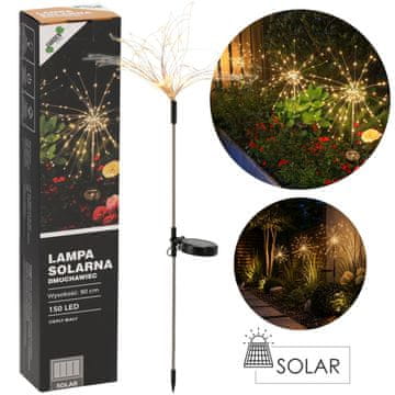 GARDEN LINE Sončna vrtna svetilka, pahljača, vrtna okrasna svetilka LED s toplim belim svetlobnim odtenkom 90 cm