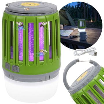 GARDEN LINE LED kampska svetilka na baterije, svetilka za odganjanje komarjev, 2v1 - 13,3x7,3 cm