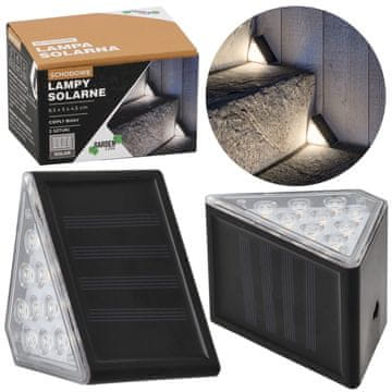 GARDEN LINE Komplet – 2 kosov solarna LED-lučka, vodotesna stopniščna lučka, topla bela barva