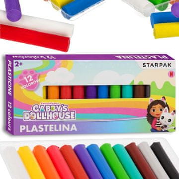 DreamWorks Gabby's Dollhouse Varna, barvita plastelin za otroke v šoli, komplet 12 barv