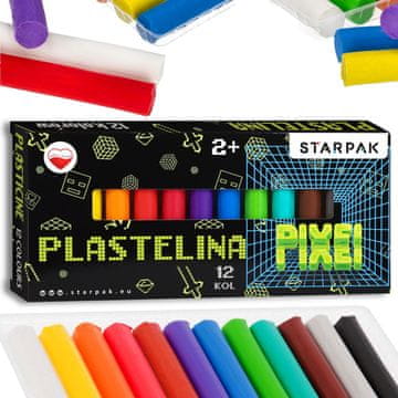 STARPAK PIXEL Varna, barvita plastelin za otroke v šoli, komplet 12 barv