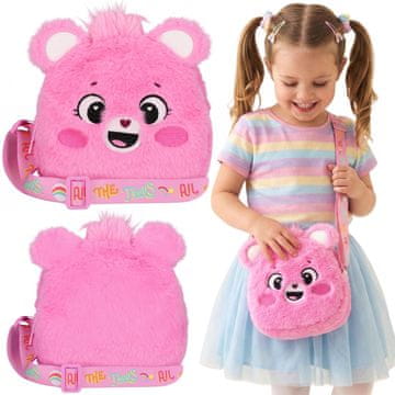 STARPAK Care Bears Plišasta torbica z zadrgo za deklice, majhna torbica s trakom, roza 15x15x4cm