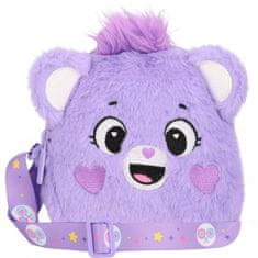 STARPAK Care Bears Plišasta torbica z zadrgo za deklice, majhna torbica s trakom, vijolična 15x15x4cm