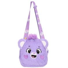STARPAK Care Bears Plišasta torbica z zadrgo za deklice, majhna torbica s trakom, vijolična 15x15x4cm