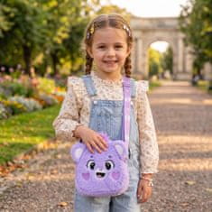 STARPAK Care Bears Plišasta torbica z zadrgo za deklice, majhna torbica s trakom, vijolična 15x15x4cm