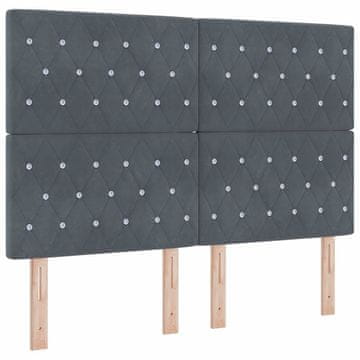 Vidaxl LED Box Spring Postelja Temno siva 140 x 200 cm Žamet
