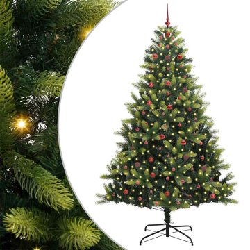 Vidaxl Umjetno hinged božično drevo 300 LED Zelena 240 cm PVC in PE