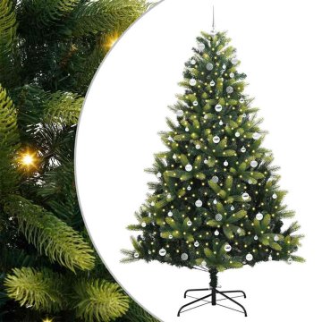 Vidaxl Umjetno hinged božično drevo 300 LED Zelena 240 cm PVC in PE