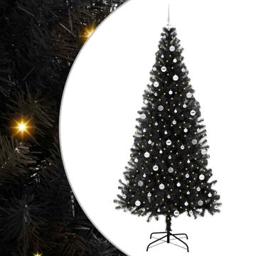 Vidaxl Božično drevo med 300 LED z stojalom Črna 240 cm PVC