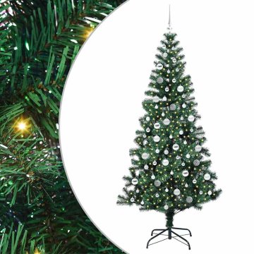 Vidaxl Umjetna preddekorirana božićna jelka med 300 LED Zelena 210 cm