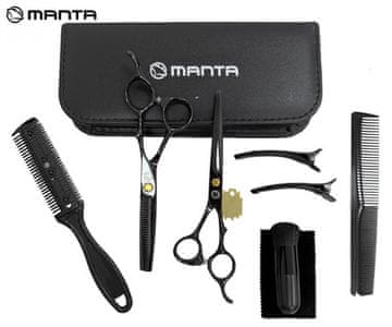 Manta HTK-01S profesionalni frizerski komplet, nerjaveče jeklo, črn (Graphite Black) + etui