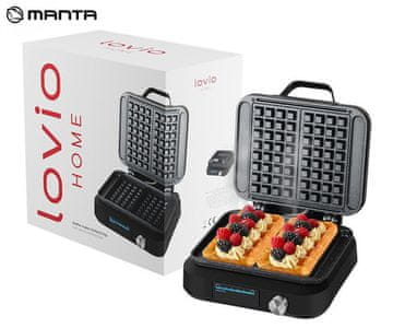 Manta LVWF002BK Lovio PerfectCrisp aparat za vaflje, 1500W, črn (Premium Black)