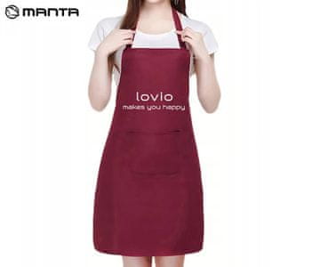 Manta LVFAR001 Lovio kuhinjski predpasnik, prilagodljiv, 75x65cm, rdeč (Velvet Red)
