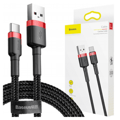 BASEUS BASEUS CAFULE 3A USB V USB-C KABEL 1M (RDEČE-ČRN)