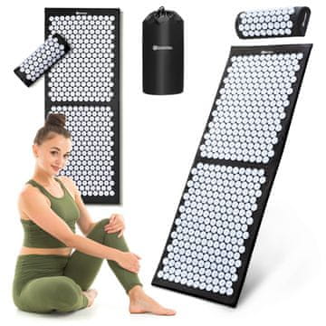 HyperMotion Velika akupresurna podloga z blazino in prevleko 130 cm - set 3 delov, 17 388 akupresurnih točk, bodice iz ABS, 100-odstotna bombažna tkanina