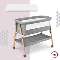 Moby System Samostoječa potovalna posteljica z vzmetnico za dojenčke - mrežaste stranice, 4 kolesca z zavoro, nosilnost 9 kg, od prvih dni življenja