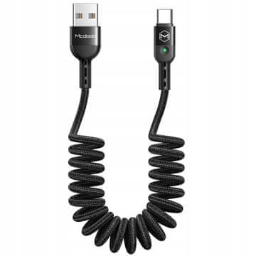 Mcdodo MCDODO USB-C KABEL Z VZMETNIM TULJČNIM HITRO POLNJENJEM USB TIPA C LED 2M