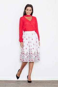 Figl Elegantno belo midi krilo s cvetličnim vzorcem M537 velikost XL