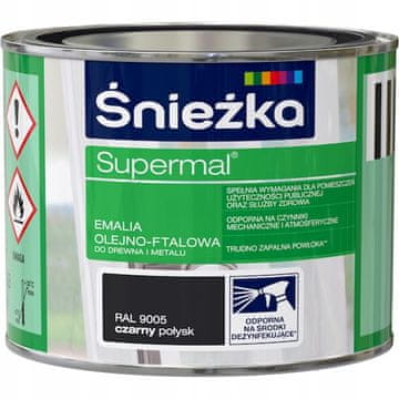 Śnieżka Śnieżka Supermal oljno-ftalni emajl les kovina črna sijajna 0,2 l