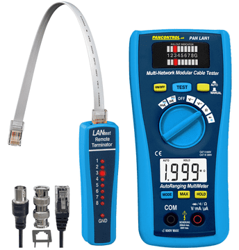 Pancontrol Tester LAN kablov RJ45, RJ11, BNC + digitalni multimeter 300V CAT III z avtomatizacijo PANCONTROL