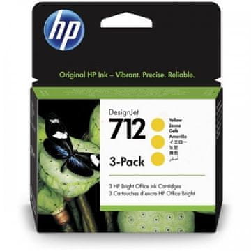 Hewlett Packard Črnilo HP št. 712 rumeno, trojni paket (3ED79A)