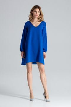 Figl Modra oversized obleka z V-izrezom - Ohlapna obleka M566 velikost L/XL