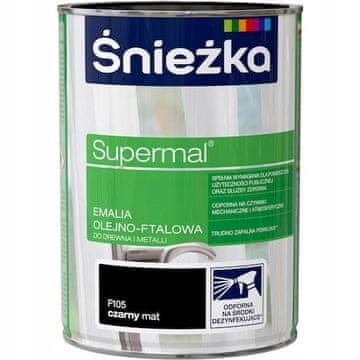 Śnieżka Snježka Supermal oljno-ftalni emajl les kovina črna mat 0,8 l