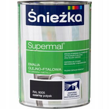 Śnieżka Śnieżka Supermal oljno-ftalni emajl les kovina črna sijajna 0,8 l