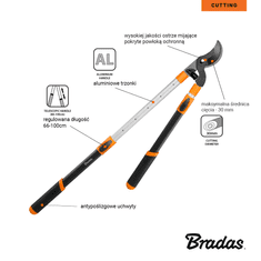 shumee BRADAS ŠKARJE ZA OBREZOVANJE V-SERIJE P, TELESKOPSKE ALUMINIJASTE, 30 mm PREHODNO REZILO