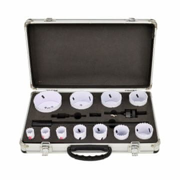 shumee AWTOOLS KOMPLET BIMETALNIH LINURSKIH ŽAG V KOVČKU, 15-DELNI 19-76 mm ČRNE VRSTE