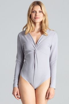Figl Eleganten siv bodi z V-izrezom - elegantna ženska moda M685 velikost XL