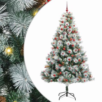 Vidaxl Umestno božično drevo z LED lučmi Zelena in bela 210 cm