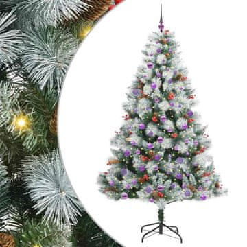 Vidaxl Umestno božično drevo z LED lučmi Zelena in bela 210 cm