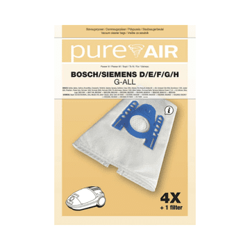 Pure Air Vrečke za sesalnike BOSCH/SIEMENS D/E/F/G/H G-ALL - 4 vrečke + filter