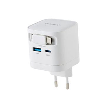 Intenso 65W GaN napajalnik z vgrajenim kablom USB-C, bel