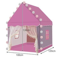 Kruzzel Otroški igralni šotor z LED lučkami 130x100x120 cm - Roza