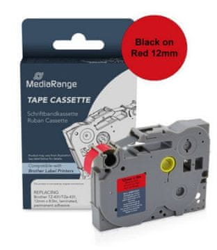 MediaRange Trak p-touch tze-431 rdeč/črn 12mm mrbtz431