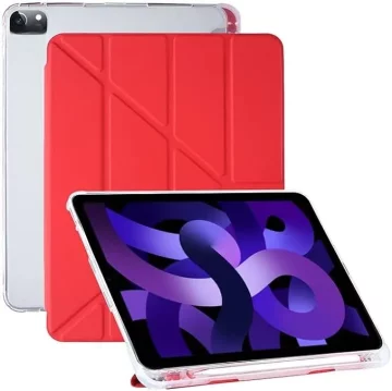 Nikcorp Magnetni ovitek za iPad 9.7 2017/2018 pametni pokrov TPU zaščita stojalo 5v1 funkcija spanja in bujenja rdeč z držalom za pisalo, mikrovlakna