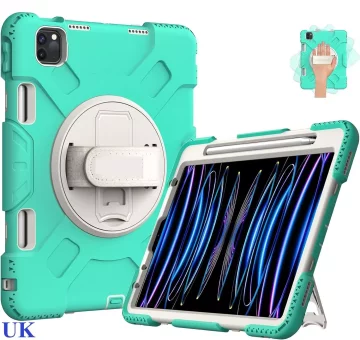 Nikcorp Zaščitni ovitek za iPad Mini 6 8,3" z držalom, naramnim trakom in držalom za pisalo, trislojna zaščita PC TPU, mentol zelena