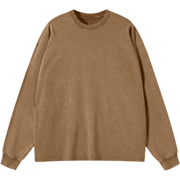 Home Moška majica z dolgimi rokavi Longsleeve Vintage ohlapni kroj bombaž crew neck ravno dno rjav XL casual