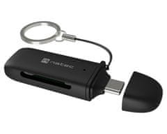 Natec SCARAB C čitalnik spominskih kartic, konektor USB-C, max 2TB, črni