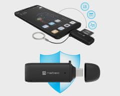Natec SCARAB C čitalnik spominskih kartic, konektor USB-C, max 2TB, črni