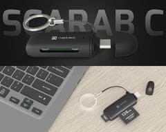 Natec SCARAB C čitalnik spominskih kartic, konektor USB-C, max 2TB, črni