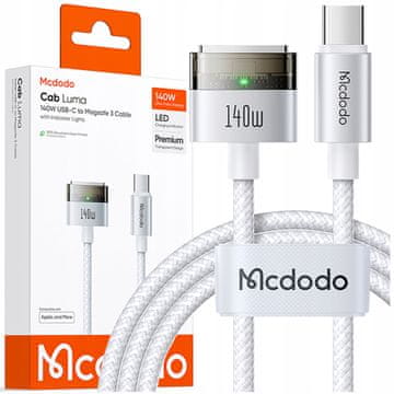 Mcdodo MCDODO MACBOOK AIR PRO USB-C MAGSAFE 3 140W POLNILNI NAPAJALNI KABEL 2M