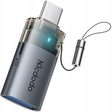 Mcdodo MCDODO USB-A NA USB-C ADAPTER 512GB BRALNIK TF KARTIC OTG LED