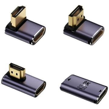 4smarts 4smarts 8K HDMI adapter komplet 4 kosov - gor, dol, stran, kabelski konektor, siv