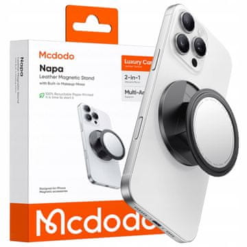 Mcdodo MCDODO MAGNETNO STOJALO ZA TELEFON Z OGLEDALOM, ZLOŽLJIVO, ČRNO