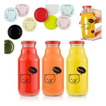 shumee 5x steklenica KUBUŚ 330 ml s potiskom na steklenice za sok, sirup, vodo, mleko