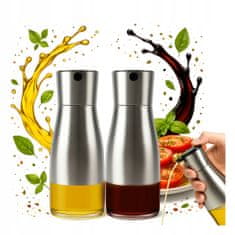 shumee 2x Dozirnik za olivni kis Steklena steklenica s kovinskim pokrovčkom 320 ml